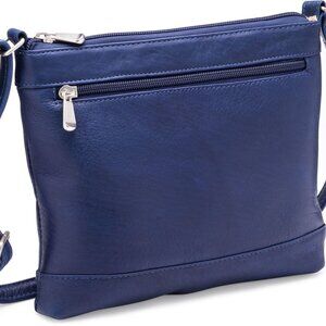 True Navy Leather Compact Crossbody by Le Donne Leather | Savanna